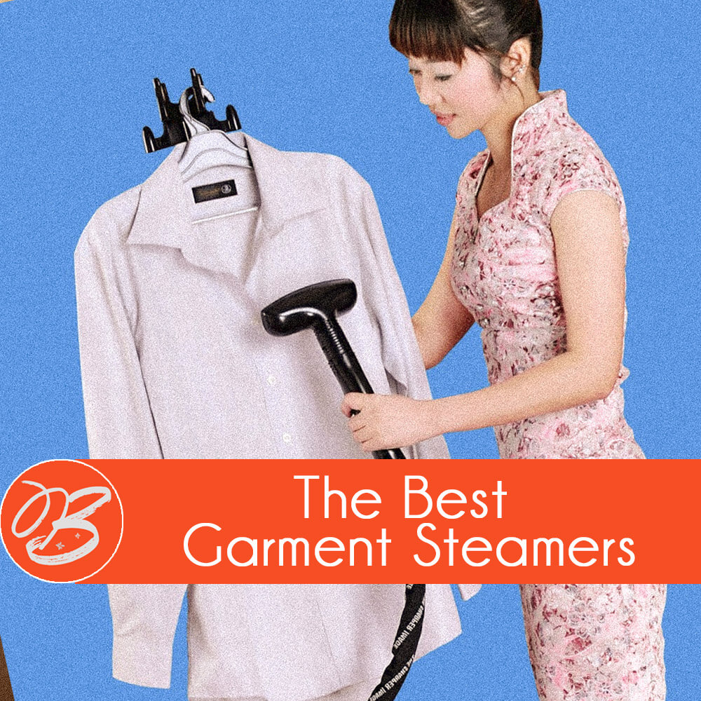 woman steam cleaning a dress shirt