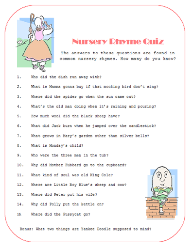 Nursery Rhyme Quiz